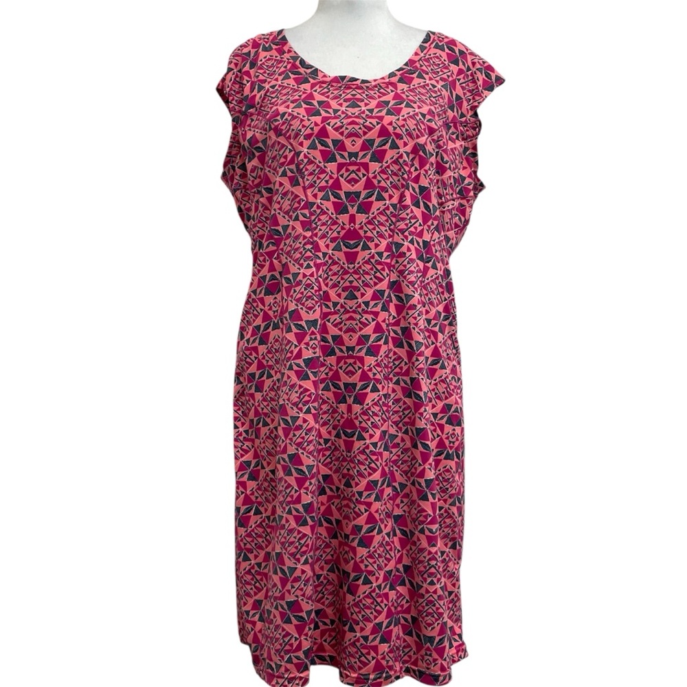 Title Nine Dream Pink Geometric Print A-Line Knee Length Dress
